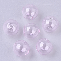 Honeyhandy Handmade Blown Glass Beads, Round, Pink, 16x16mm, Hole: 1~2mm