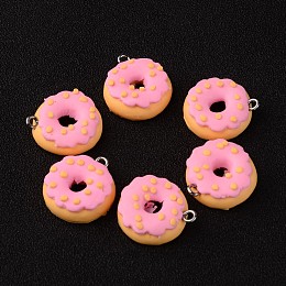 Honeyhandy Polymer Clay Pendants, Donut, Hot Pink, 19x7mm, Hole: 3mm