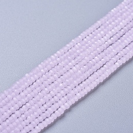 Honeyhandy Glass Beads Strands, Imitation Jade, Faceted, Rondelle, Pearl Pink, 2.5x1.5mm, Hole: 0.5mm, about 193~198pcs/strand, 12.6 inch(33cm)