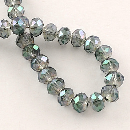 Honeyhandy Electroplate Glass Bead Strands, Faceted Rondelle, Sea Green, 2.5x2mm, Hole: 0.8mm, about 168~170pcs/strand