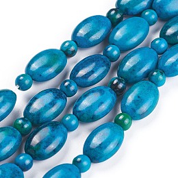 Honeyhandy Natural Chrysocolla Beads Strands, Oval with Round, 11~12x8mm, Hole: 1mm, about 8pcs/strand, 4.9 inch(12.5cm)