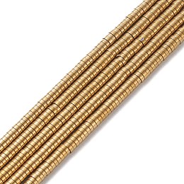 Honeyhandy Electroplate Non-magnetic Synthetic Hematite Beads Strands, Flat Round, Grade A, Golden Plated, 3x1mm, Hole: 1mm, about 400pcs/strand, 16 inch