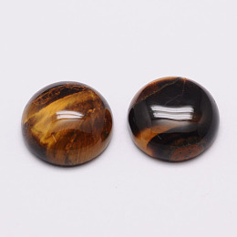 Honeyhandy Half Round/Dome Natural Tiger Eye Cabochons, 16x6mm