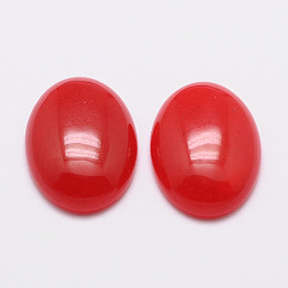 Honeyhandy Dyed Oval Natural Jade Cabochons, Red, 18x13x6mm