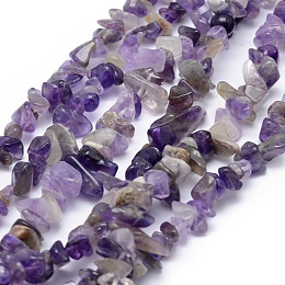 Honeyhandy Natural Amethyst Beads Strands, Chip, 5~8mm, Hole: 1mm, about 33 inch(84cm)