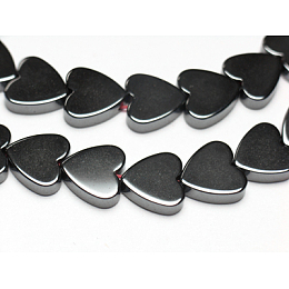 Honeyhandy Non-magnetic Synthetic Hematite Beads Strands, Mother's Day Gifts Making, Heart, Black, Size: about 8mm in diameter, 2.2mm thick, hole: 0.8mm