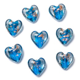 Honeyhandy Handmade Goldsans Lampwork Beads, Heart, Royal Blue, 28x28x16mm, Hole: 2mm