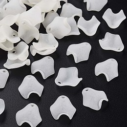 Honeyhandy Transparent Acrylic Beads, Frosted, Petal, Floral White, 15x14.5x5mm, Hole: 2mm