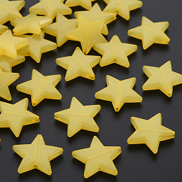 Imitation Jelly Acrylic Beads, Star, Yellow, 20.5x22x5mm, Hole: 1.8mm