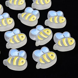 Honeyhandy Transparent Acrylic Beads, with Enamel, Frosted, Bee, WhiteSmoke, 23.5x26x9mm, Hole: 3mm