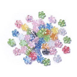 Honeyhandy Resin Cabochons, with Paillette, Flower, Mixed Color, 12x6.5mm