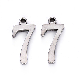 Honeyhandy 201 Stainless Steel Charms, Number, Laser Cut, Stainless Steel Color, Num.7, 15x7.5x1.5mm, Hole: 1.5mm