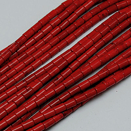 Honeyhandy Synthetic Turquoise Beads Strands, Dyed, Column, Red, 8~9x5mm, Hole: 1mm, about 46pcs/strand, 15.2 inch