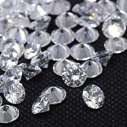 NBEADS 500pcs Cubic Zirconia Cabochons, Grade A, Faceted, Diamond, Clear, 5x3mm