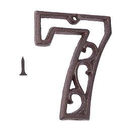 GORGECRAFT Iron Home Address Number, with Screw, Number, Num.7, 113x87x6mm, Hole: 5mm