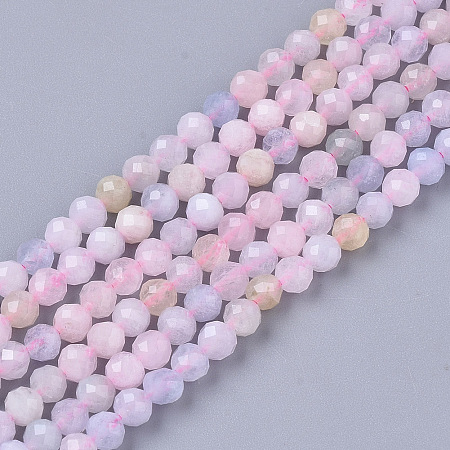 ARRICRAFT Natural Morganite Beads Strands, Faceted, Round, 3mm, Hole: 0.7mm, about 137pcs/strand, 15.55 inches(39.5cm)
