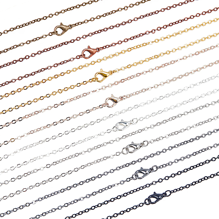 SUNNYCLUE Brass Cable Chains Necklace Making, Mixed Color, 23.6 inches(60cm); 8colors, 4pcs/color, 32pcs/box