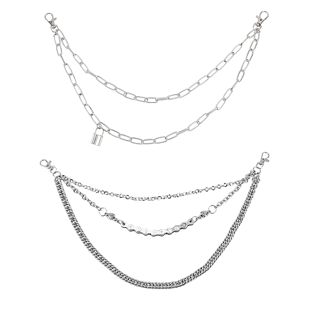 CHGCRAFT Alloy Chains Belt, with Iron Swivel Clasps, Garment Accessories, Platinum, 46.6cm/47.2cm; 2pcs/box