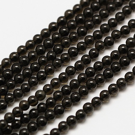 Arricraft Natural Obsidian Round Bead Strands, 3mm, Hole: 0.8mm, about 126pcs/strand, 16 inches