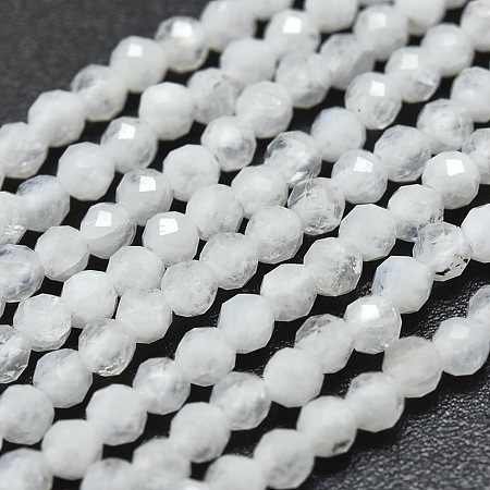 ARRICRAFT Natural Moonstone Beads Strands, Round, Faceted, 2mm, Hole: 0.4mm, about 192pcs/Strand, 15.16 inches(38.5cm)