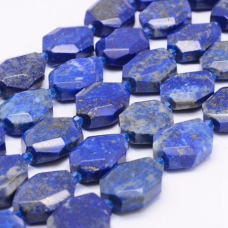 Arricraft Natural Lapis Lazuli Beads Strands, Faceted Rectangle, 20~23x14~16x4~9mm, Hole: 1mm, about 15~16pcs/strand, 15.1 inches(38.5cm)