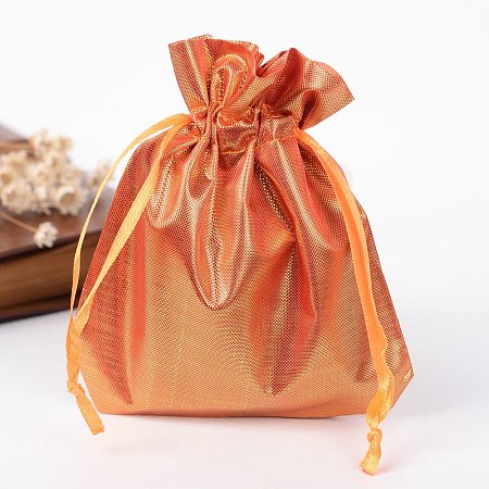 NBEADS 10 Pcs 4.7x3.5 Inch DarkOrange Satin Drawstring Bags Wedding Party Favors Jewelry Pouches Candy Gift Bags