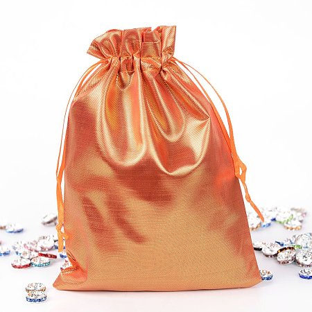NBEADS 5 Pcs 6.9x5.1 Inch DarkOrange Satin Drawstring Bags Wedding Party Favors Jewelry Pouches Candy Gift Bags