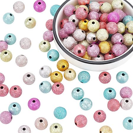arricraft 100 Pcs Acrylic Large Round Beads, Crapy Exterior Round Bubble Beads Colorful Gumball Spacer Beads for Bracelet Necklace Jewelry Making DIY Craft (Hole: 2mm)