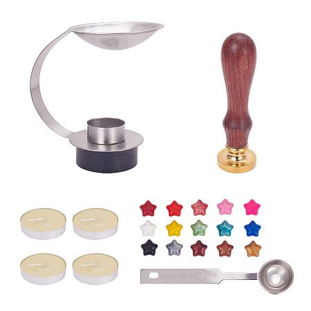 PH PandaHall Set of 5 Wax Warmer Melting Spoon Kit, Melting Furnace Tool Stove Pot, Wax Seal Stamp with Wax Seal Spoon, Sealing Wax Beads and Candles for Wedding Invitation
