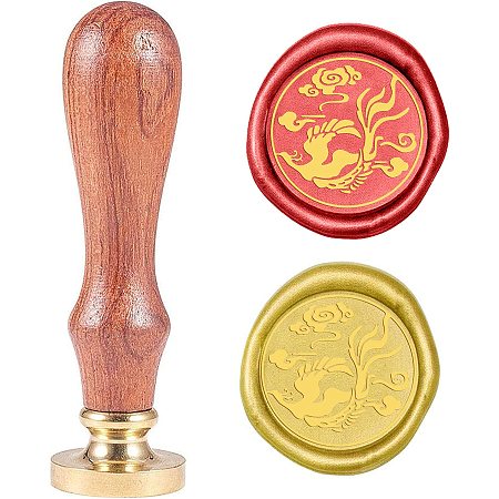 Pandahall Elite Wax Seal Stamp Kit, 25mm Phoenix Auspicious Clouds Retro Brass Head Sealing Stamps with Wooden Handle, Removable Sealing Stamp Kit for Wedding Envelopes Letter Card Invitations