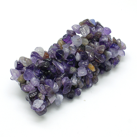 Honeyhandy Gemstone Chip Bracelets, Natural Amethyst Chips Jewelry,  about 51mm in diameter