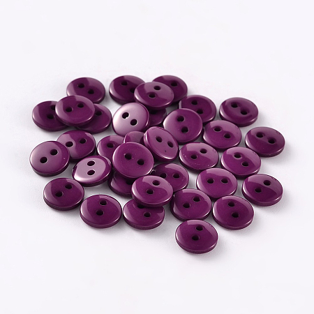 Honeyhandy 2-Hole Flat Round Resin Sewing Buttons for Costume Design, Purple, 20x2mm, Hole: 1mm