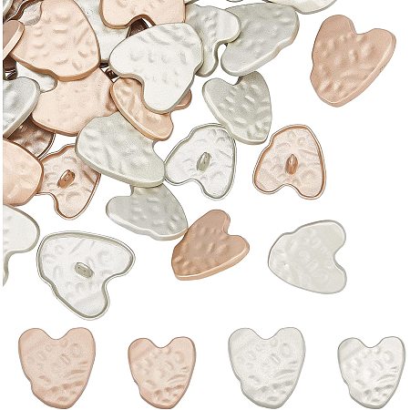 FINGERINSPIRE 40PCS Heart Metal Buttons 4 Style Zinc Alloy Buttons Vintage Shank Button with Uneven Surface for Fashion Garment Sewing Crafting (Matte Gold, Matte Silver, 23.5x25mm / 28x29.5mm)
