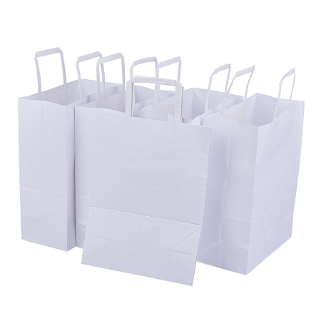 BENECREAT 15 Pack Large White Kraft Paper Bags with Twisted Handles(10x5x12.5), Shopping/Party Favor/Gift Bags for Birthday Wedding Parties, Holidays and Other Occasions