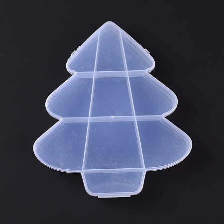 Honeyhandy 10 Grids Transparent Plastic Box, Christmas Tree Shaped Bead Containers for Small Jewelry and Beads, WhiteSmoke, 18x15.9x2.5cm, Inner Diameter: 22~52x27~59x22mm
