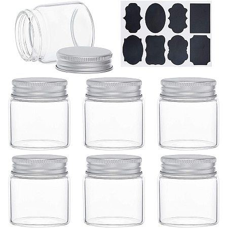 BENECREAT 15PCS 1.7oz Clear Glass Bottles Candy Bottle with Aluminum Screw Top Empty Sample Jars with 2 Sheets Labels for Spice Herbs Small Items Storage Wedding Favors