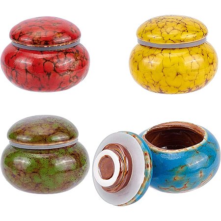 CHGCRAFT 4Pcs 4 Colors 2x1.6 Inch Mini Porcelain Storage Containers Tins Candle Porcelain Storage Canister for Ashes Storage Home Decoration