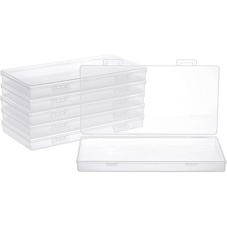 OLYCRAFT 6pcs Clear Mini Polypropylene Storage Boxes Rectangular with Hinged Lid and Snap Closure for Packing Pens, Craft Accessories, Small Beads, ect.
