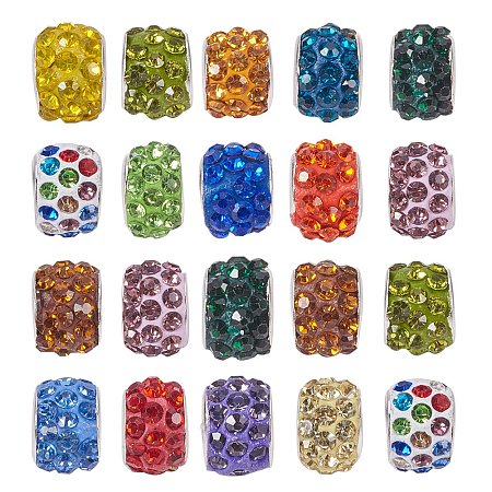 NBEADS 100 Pcs Random Mixed Color Crystal Charms Beads, Rhinestone Large Hole Spacer Beads Fit European Bracelet Snake Chain Jewelry Making