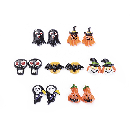 Arricraft Halloween Theme Resin Cabochons, Mixed Shapes, Mixed Color, 8.2x8.2x2.7cm, 35pcs/box