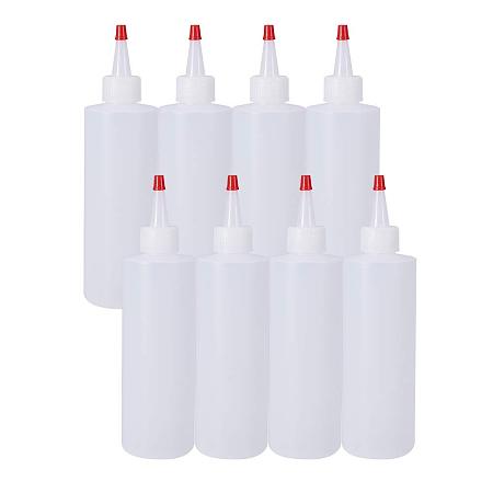 BENECREAT 8Pack 8.5 Ounce Plastic Squeeze Dispensing Bottles with Red Tip Caps - Good For Crafts, Art, Glue, Multi Purpose
