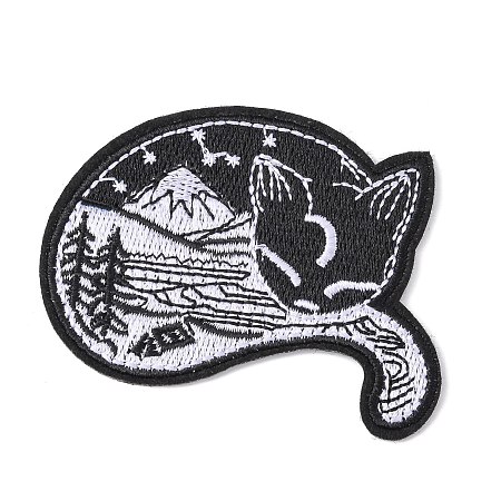 Honeyhandy Computerized Embroidery Cloth Iron on/Sew on Patches, Costume Accessories, Cat, Black, 6.5x8cm