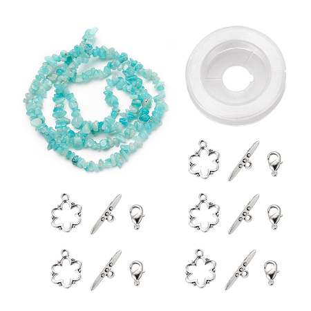 ARRICRAFT DIY Bracelets Necklaces Jewelry Sets, Natural Amazonite Chips Beads Strands, Toggle Clasps, Lobster Claw Clasps and Elastic Wire, 12.6x10.6x2.1cm