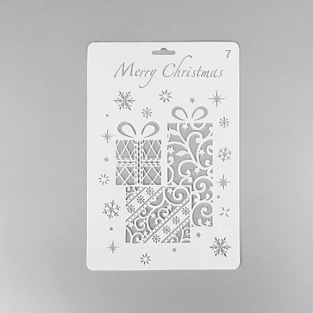 Arricraft Creative Christmas Plastic Drawing Stencil, Hollow Hand Accounts Ruler Templat, For DIY Scrapbooking, White, 25.9x17.2cm