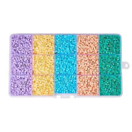 PandaHall Elite 1 Box 5 Color DIY Tube Fuse Beads Kits with Plastic Beading Tweezers Plastic Pegboards and Ironing Paper Pack Diameter 2.5mm Rainbow Theme