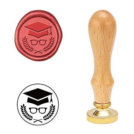 PandaHall Elite Graduation Wax Seal Stamp, Vintage Wax Sealing Stamps Retro Wood Stamp Removable 25mm Head for Graduation Party Invitation Envelope Greeting Card Wine Bottle Decoration