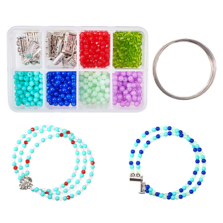 SUNNYCLUE 800+ Pcs DIY 6 Strands 65mm Memory Wire Bracelet Making Starter Kit Jewelry Making Kit with Magnetic Slide Lock Clasps