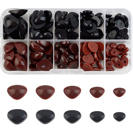 SUPERFINDINGS About 100Pcs 5 Sizes Plastic DIY Dog Nose Mixed Color D-Shape Craft Nose DIY Craft Noses for Bear, Doll, Dog, Puppet, Plush Animal Making and DIY Craft