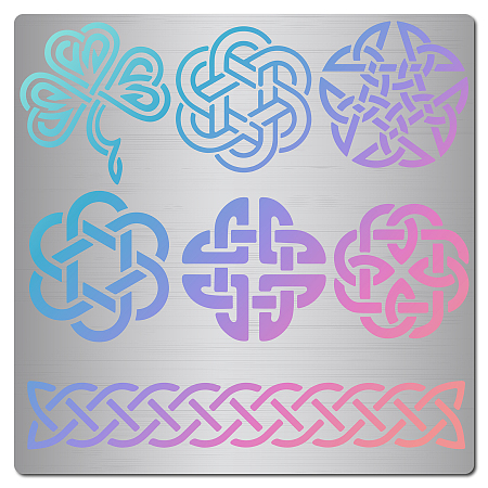 GORGECRAFT 16cm Celtic Knot Metal Stencil Viking Symbol Knot Pattern Templates Reusable Stainless Steel Painting Stencils Journal Signs for Wood Burning Engraving Pyrography Wall Drawing DIY Crafts