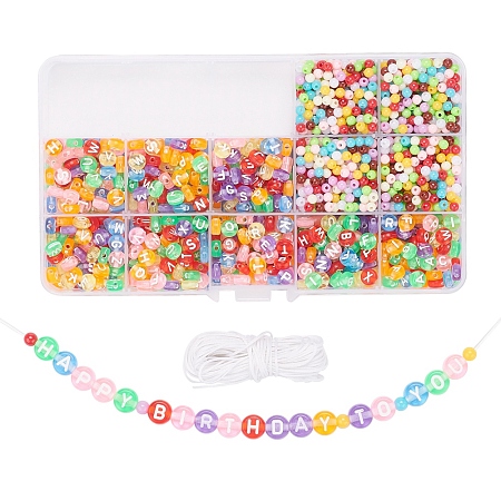 ARRICRAFT DIY Jewelry Set Making, Bracelet & Necklace with Opaque Acrylic Spacer Beads, Transparent Acrylic Beads and Waxed Polyester Cord, Mixed Color, 1560Pcs/Set